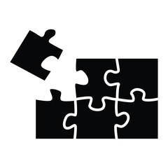 Puzzle pieces vector set. Puzzle jigsaw on white background. Set of puzzle pieces. Vector illustration