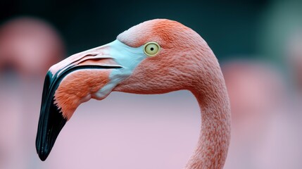Serene Pink Flamingo Portrait  Close up  Bird  Wildlife  Nature  Feather  Animal  Exotic