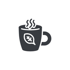 Tea cup with a leaf vector icon