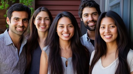 Multiracial individuals smiling warmly, radiating joy and connection in a vibrant, clean composition.