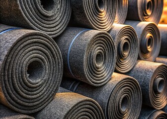 New Black Roofing Felt Rolls Close-up Stock Photo - Construction Material