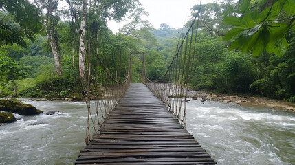 Fototapeta premium A wooden bridge over a river