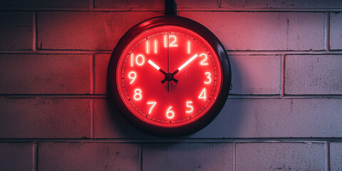 A Neon clock on the wall