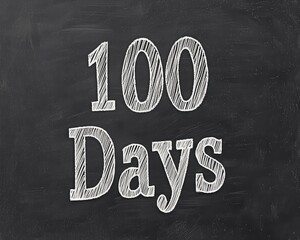 A chalkboard displays the text "100 Days" in a creative, handwritten style, emphasizing a milestone or countdown theme.