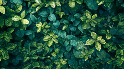 Vibrant Green Leaves in a Natural Pattern
