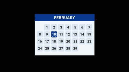 10th February Date Calendar Animation