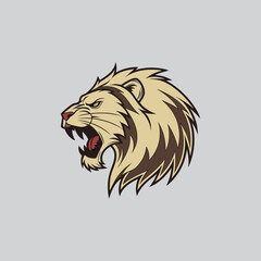 Stylized Angry Lion Head Vector Illustration
