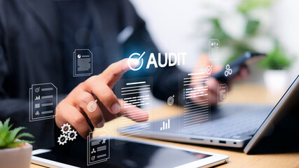 Audit business concept. financial examination for business and financial management system.
