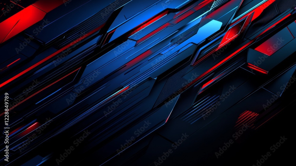 Wall mural abstract glowing blue circuit board with futuristic holographic interface, digital data flow and ai-