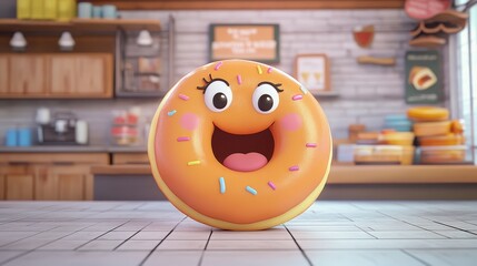 Cartoon fast food donut groovy character. Street cafe dessert childish cartoon hippie personage, donut sweet pastry or takeaway menu meal cute funky isolated vector mascot or happy groovy character