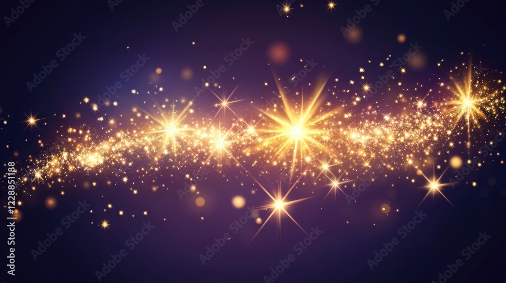 Fototapete close-up of sharp, scattered gleaming light on a dark gradient background, leaving ample space for g