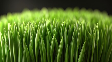 Close-up of vibrant natural green grass texture, perfectly trimmed, with a rich contrast, ideal for garden or environment themes.