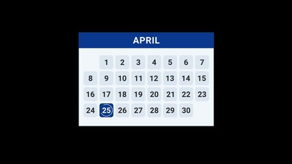 25th April Date Calendar Animation