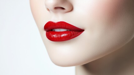 Obraz premium Beautiful red lips isolated on white