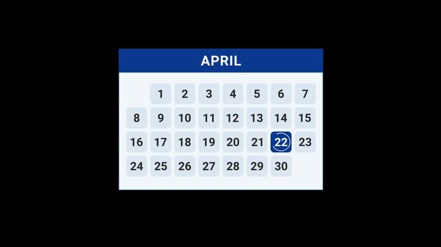 22th April Date Calendar Animation