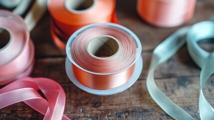Top view of a spool of ribbon