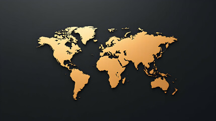 Fototapeta na wymiar Golden world map on dark background, global connection concept, website banner