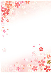 桜と和柄背景