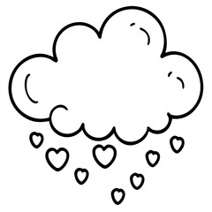 Line Art Cloud Showering Hearts
