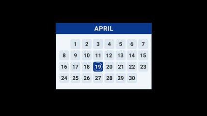 19th April Date Calendar Animation