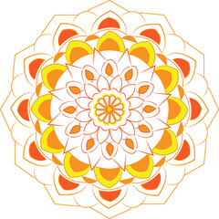 background with flowers yellow and orange mandala floral