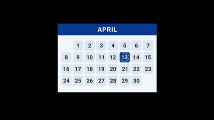 13th April Date Calendar Animation
