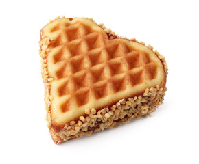 Delightful heart-shaped dessert with nut coating ready for enjoying at a special occasion or celebration