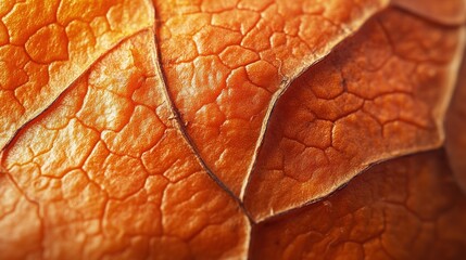Close-up of a dry orange leaf's texture.