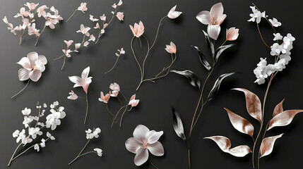 captivating rose gold floral arrangement on dark background: luxury, modern, abstract design
