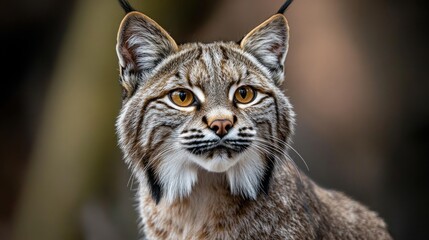 Fototapeta premium Close-up portrait of a lynx with intense gaze.