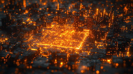 Hi-tech futuristic CPU chip on motherboard with transparent sheath over capacitor, glossy red core, modern technology background, minimalistic, bright tones, blurred space