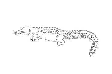 Crocodile in continuous one line drawing. Single line art draw of Alligator. Editable vector.