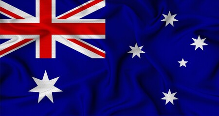 Realistic Australia flag waving. Close up of flag of Australia with cloth texture © Isai Hernandez/imageBROKER