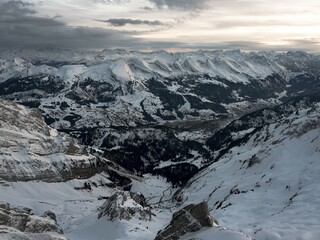 Winter landscape under full moonlight on the Säntis, Alpstein, Appenzell, Switzerland, Europe