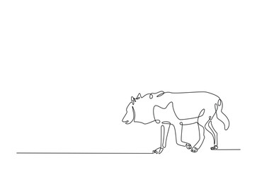 Wild wolf in continuous one line drawing. Single line art draw of Husky. Editable vector.
