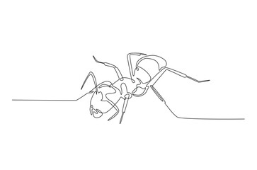 Black ant in continuous one line drawing. Single line art draw of soldier ant. Editable vector.