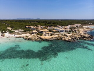 Aerial view, beach Es Trenc, place Ses Covetes, municipality Rapita, Majorca, Balearic Islands, Spain, Europe