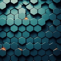 Abstract teal hexagonal pattern. AI.