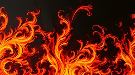Incendiary patterns, wallpaper, background, Artistic flaming patterns in vibrant orange and yellow against a black background
