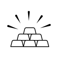 gold bar icon vector or simple gold bar icon isolated on white background. The black gold bar icon is suitable for jewelery symbol or precious metal icon on mobile apps, or gold jewelery related.