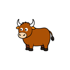 vector illustration of cartoon bull