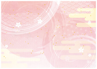 和柄と和紙背景