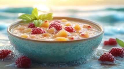 Beach Sunset Peach Raspberry Dessert