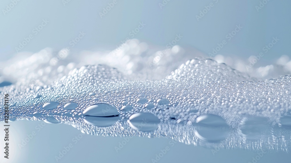 Poster gentle ripples form on a smooth water surface, showcasing clusters of bubbles that glimmer and shimm