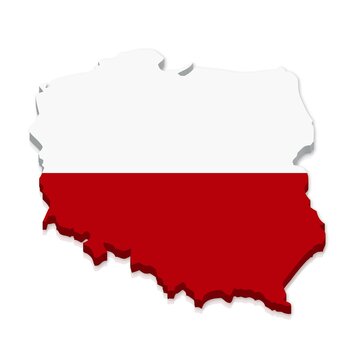 Fototapeta Outline and flag of Poland, 3D