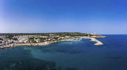 Aerial view, city view with harbour, Santa Maria di Leuca, province Lecce, Salentische peninsula, Apulia, Italy, Europe