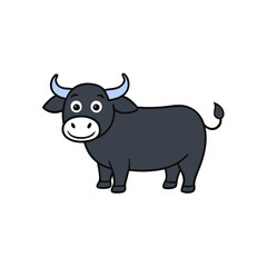 Cute Cartoon Water Buffalo Illustration