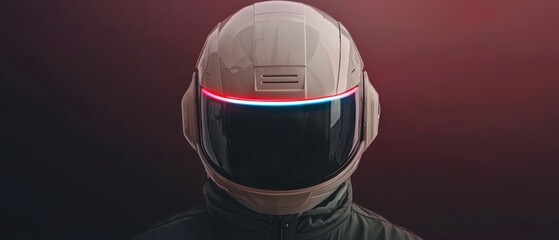 Futuristic Helmet Neon Visor Red Blue Light Sci Fi Gear Fashion Technology