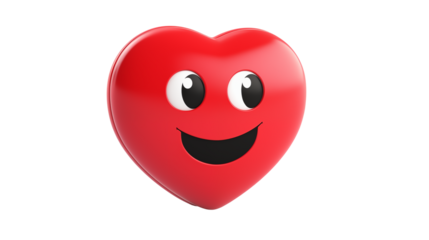 Happy red heart emoticon cheerful cartoon joyful love symbol positive emotions expressive character design