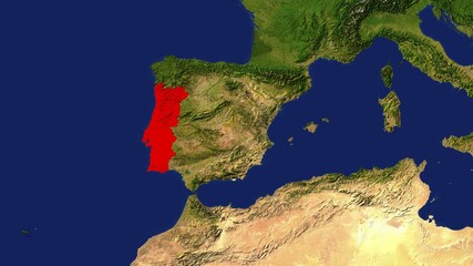 Portugal coloured red